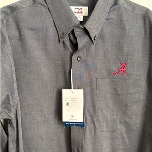 Cutter & Buck Gray Shirt with Alabama Crimson Tide Red Embroidered A
